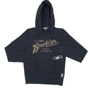 NEW Vintage Tommy Hilfiger Denim Hoodie Sweatshirt Navy  SLIM FIT Felt  Brooklyn